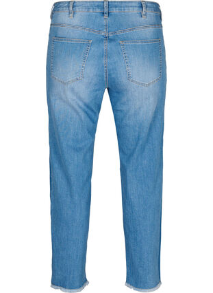 Cropped jeans with contrasting details, Blue denim, Packshot image number 1