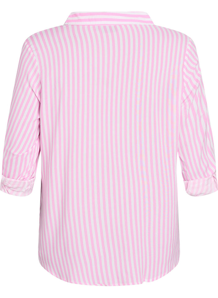FLASH - Striped shirt with rolled-up sleeves, Pink, Packshot image number 1