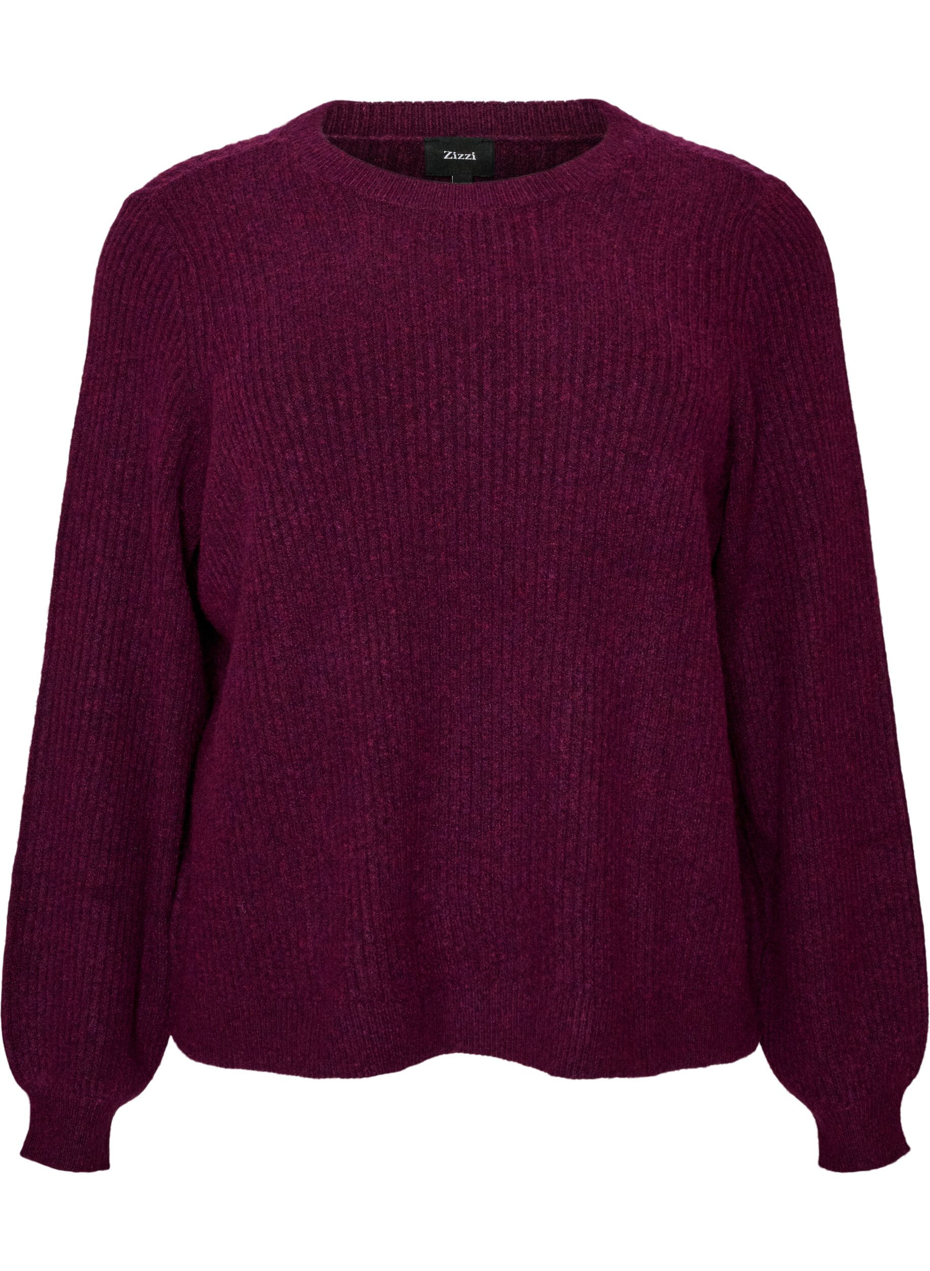 Ribbed jumper with balloon sleeves