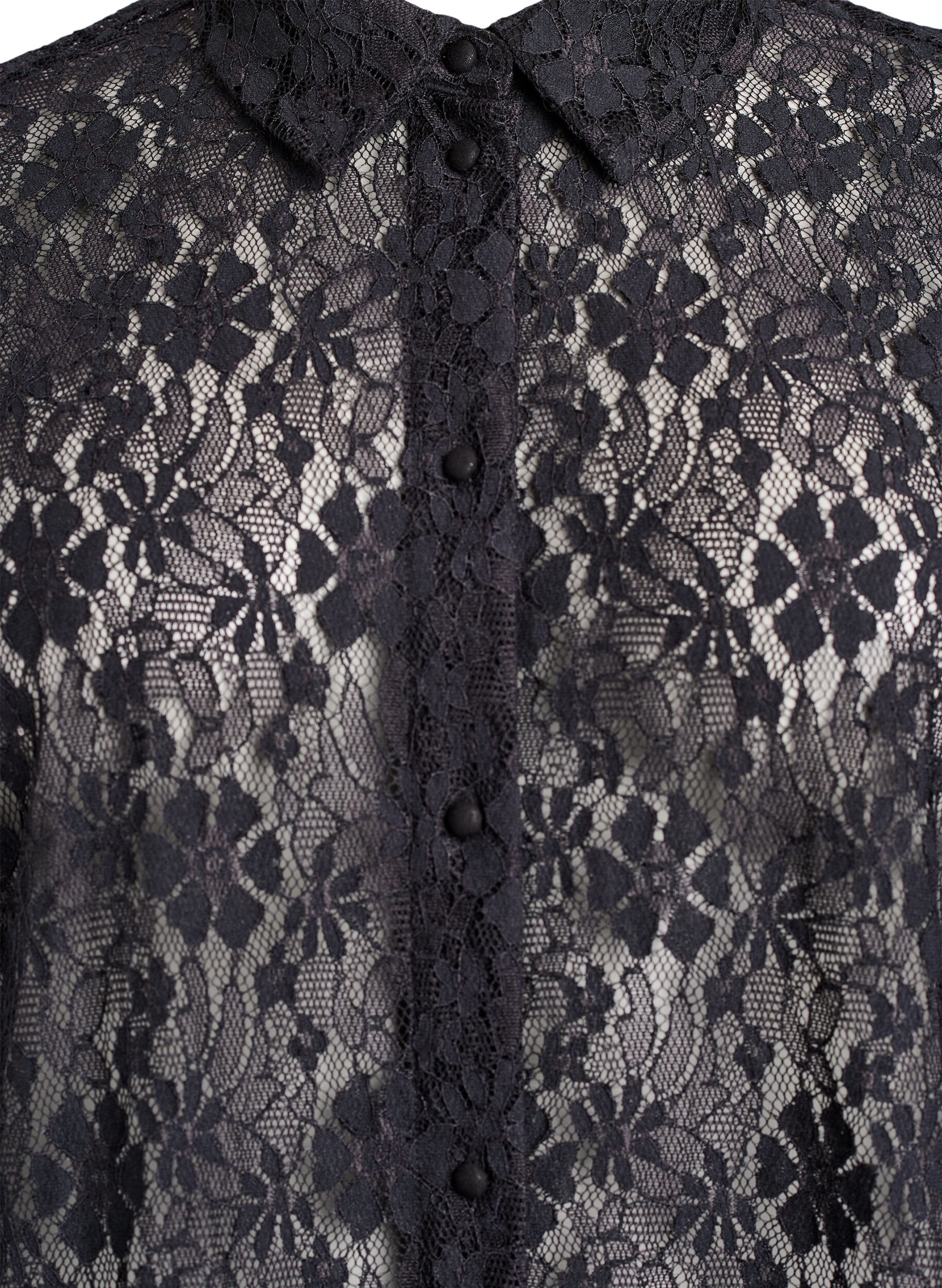 Zizzifashion Lace shirt with 3/4 sleeves, Black, Packshot image number 2