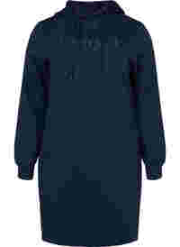 Sweatshirt dress with hood and slit