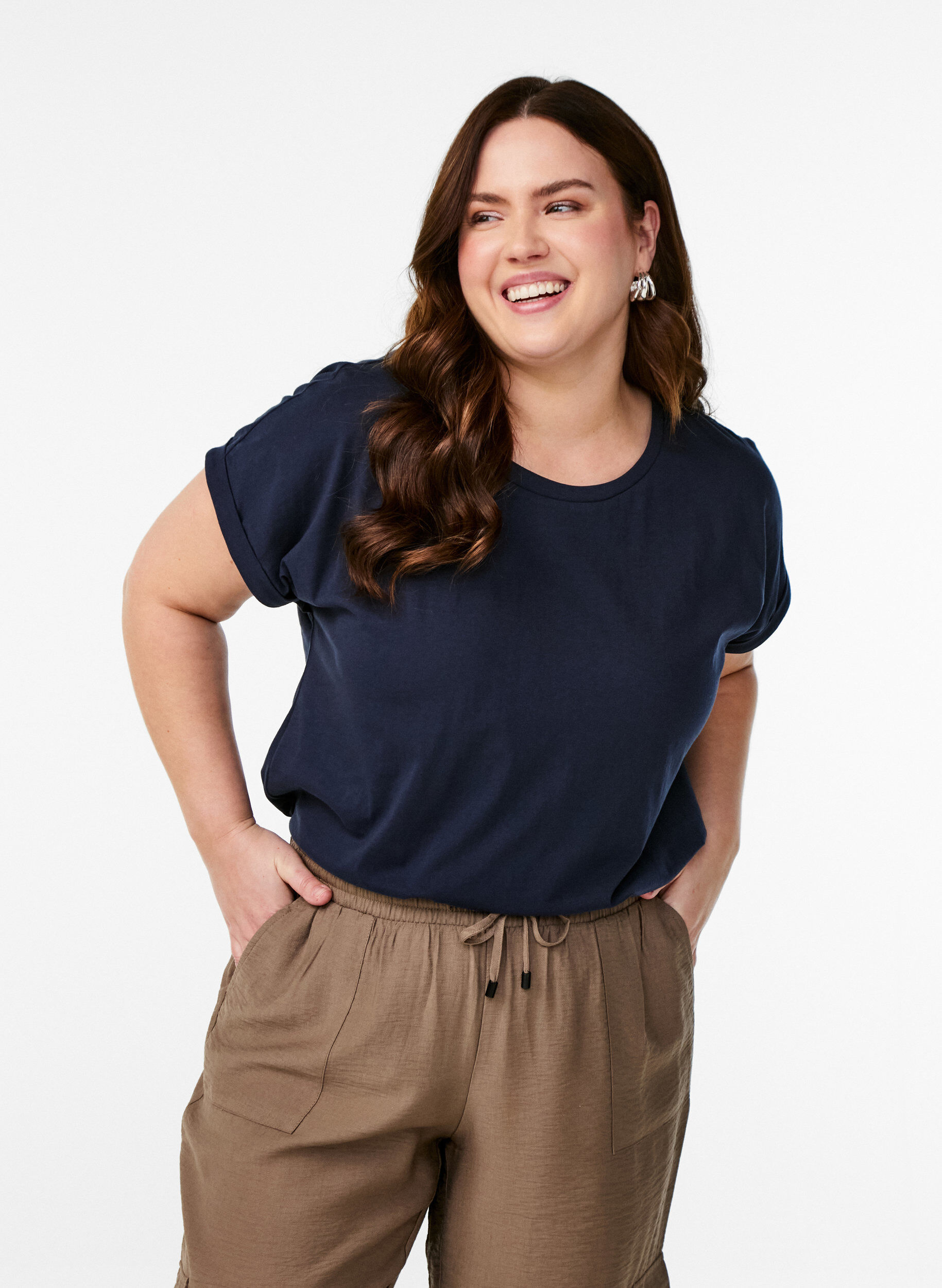 Zizzifashion Short sleeved cotton blend t-shirt, Blue, Model image number 0