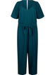 Jumpsuit with belt and short sleeves, Sea Moss Melange, Packshot image number 0