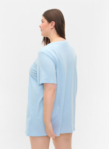Oversized night t-shirt in organic cotton, Cashmere Blue DREAMS, Model image number 1