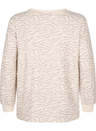 Long-sleeved velour blouse with print, Pink Tint AOP, Packshot image number 1