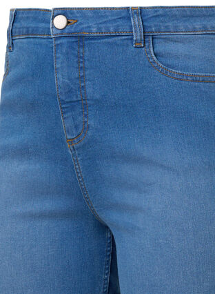 High waisted denim shorts with slim fit, Medium Blue Denim, Packshot image number 2