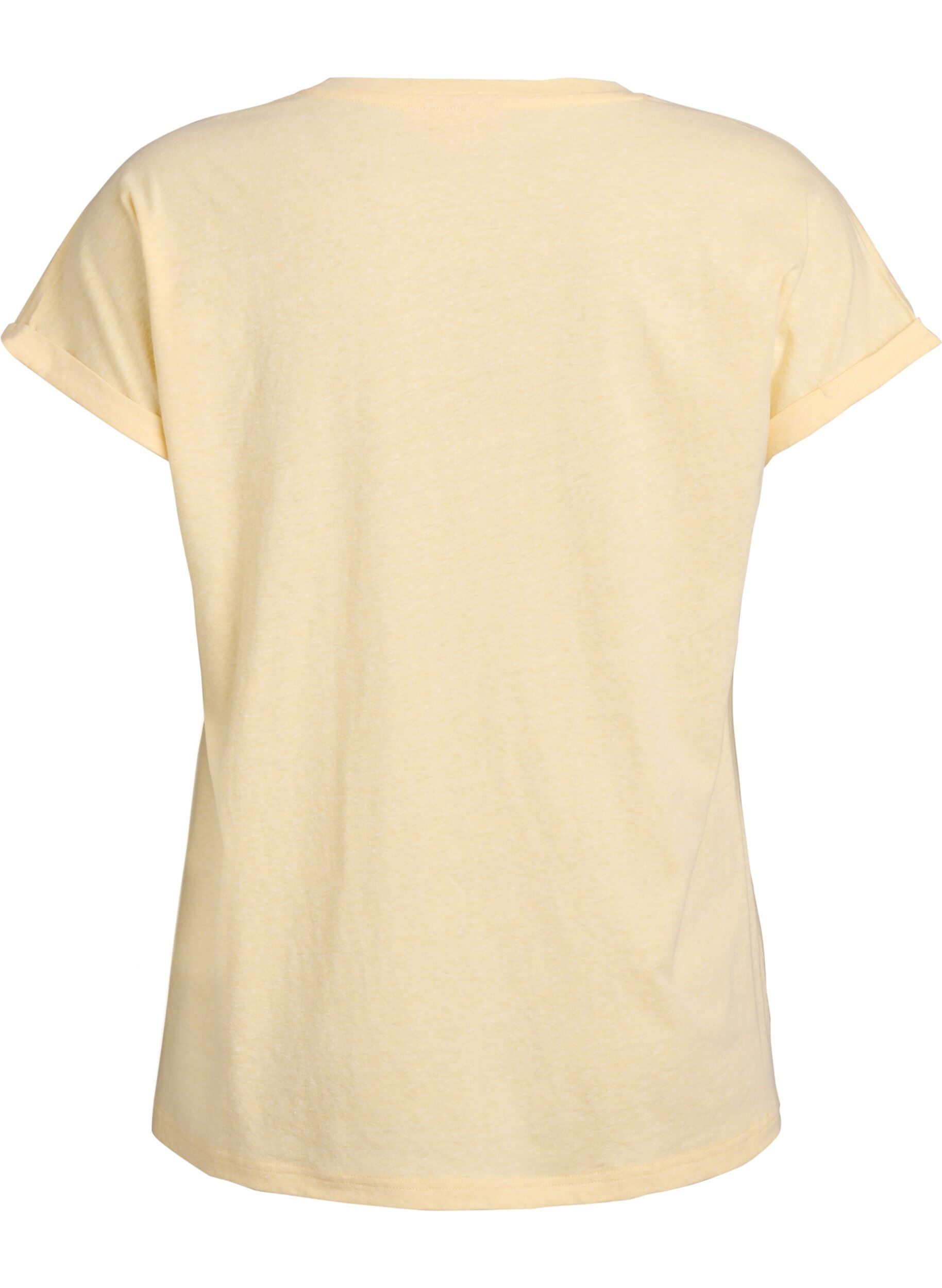 Zizzifashion Melange t-shirt with short sleeves, Yellow, Packshot image number 1