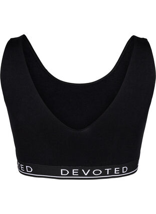 Seamless bra with text print, Black, Packshot image number 1