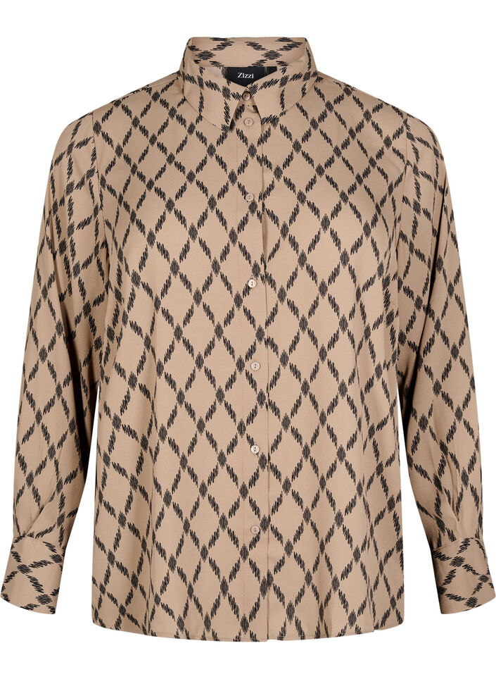 Patterned shirt with long sleeves, Grafic AOP, Packshot image number 0