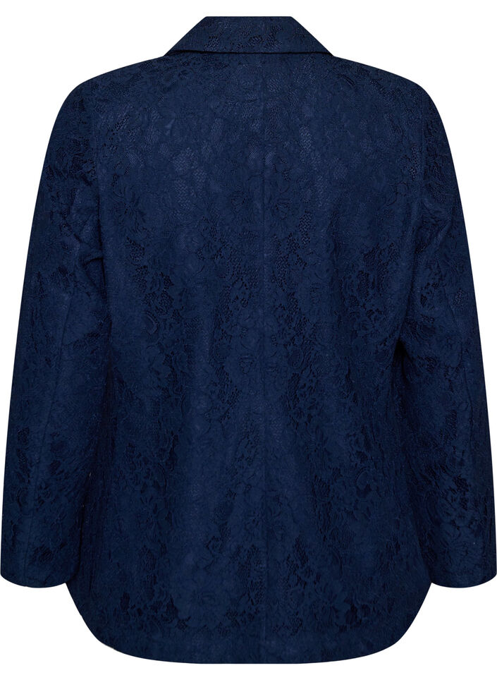 Lace blazer with button closure, Blue, Packshot image number 1