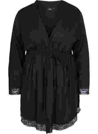 Viscose dressing gown with lace