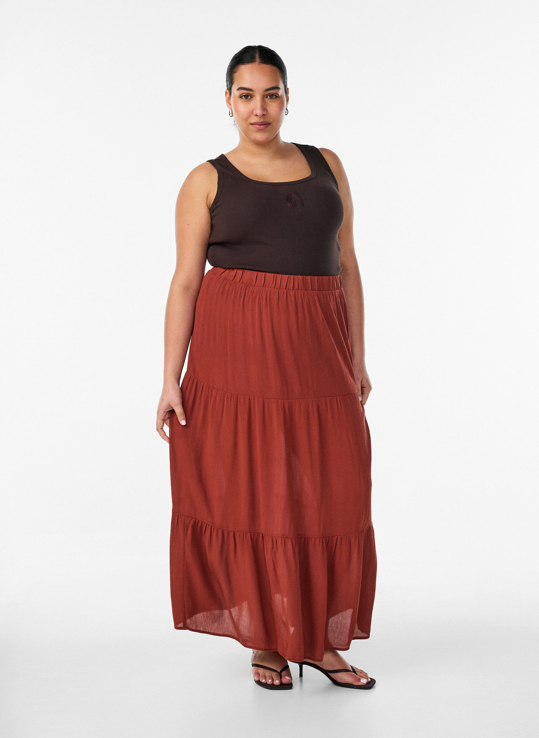 ZizzifashionFitted top with motif, Brown, Model image number 1