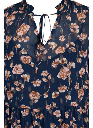 Tunic with floral print and lurex, Rose Flower AOP, Packshot image number 2