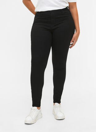 Extra slim fit Amy jeans with a high waist, Black, Model image number 3