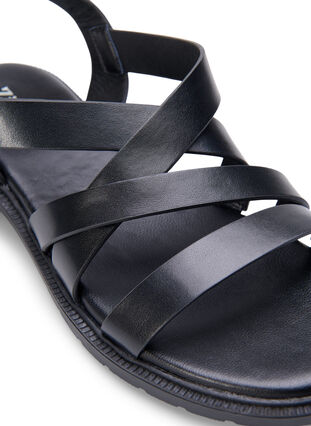 Leather summer sandal with a wide fit, Black, Packshot image number 3