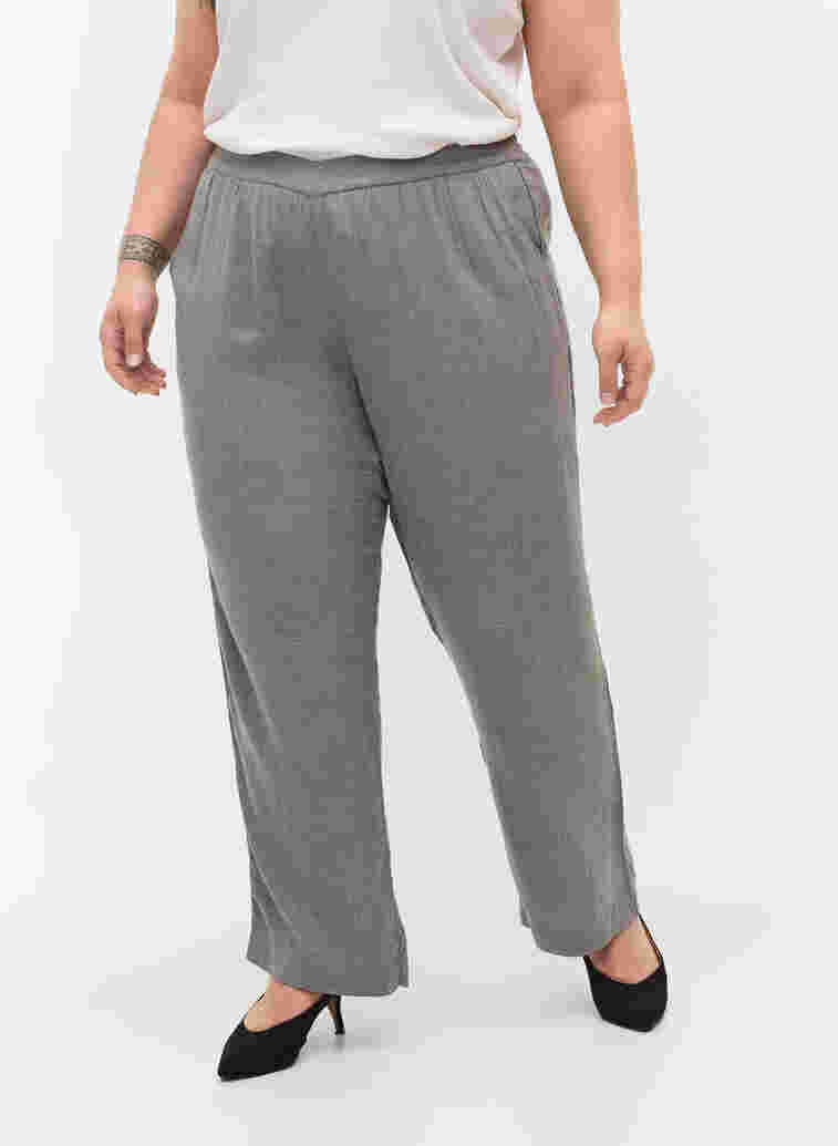 Classic trousers with pockets, Grey Melange, Model image number 2