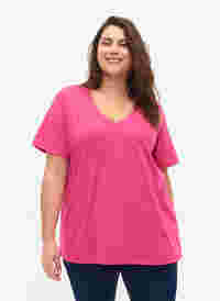 FLASH - T-shirt with v-neck, Raspberry Rose, Model