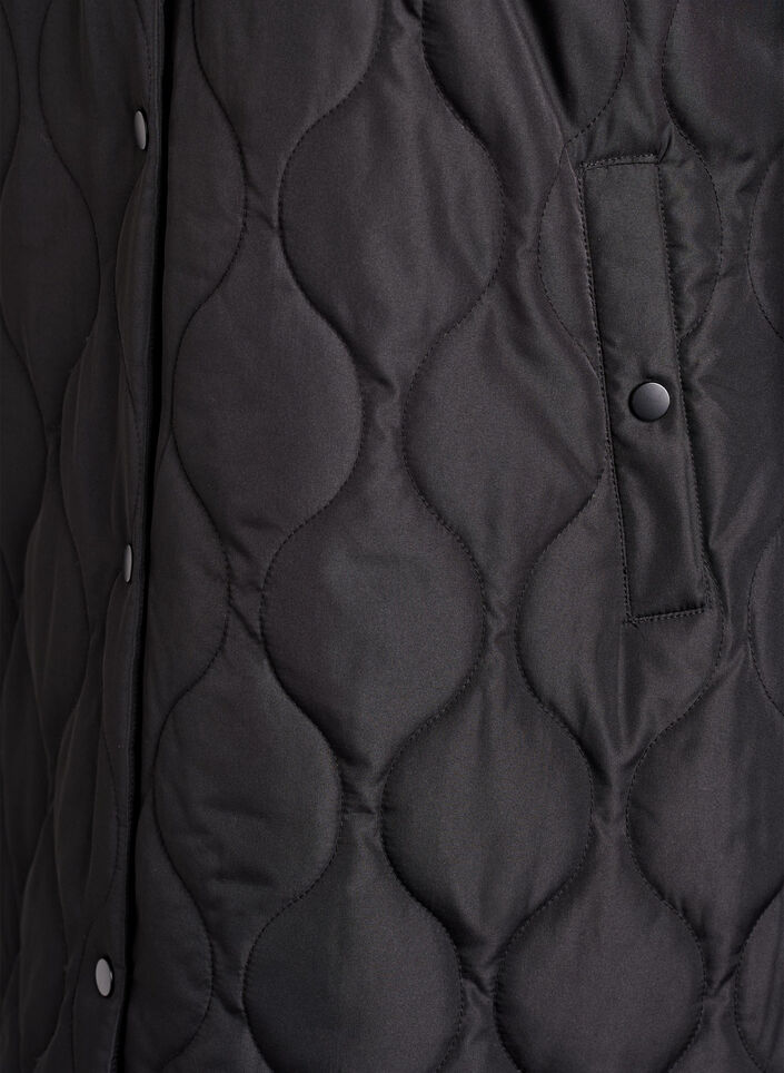Mid-length quilted jacket with a hood, Black, Packshot image number 3