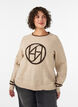 Jumper with logo and contrast stripes, Beige, Model image number 0