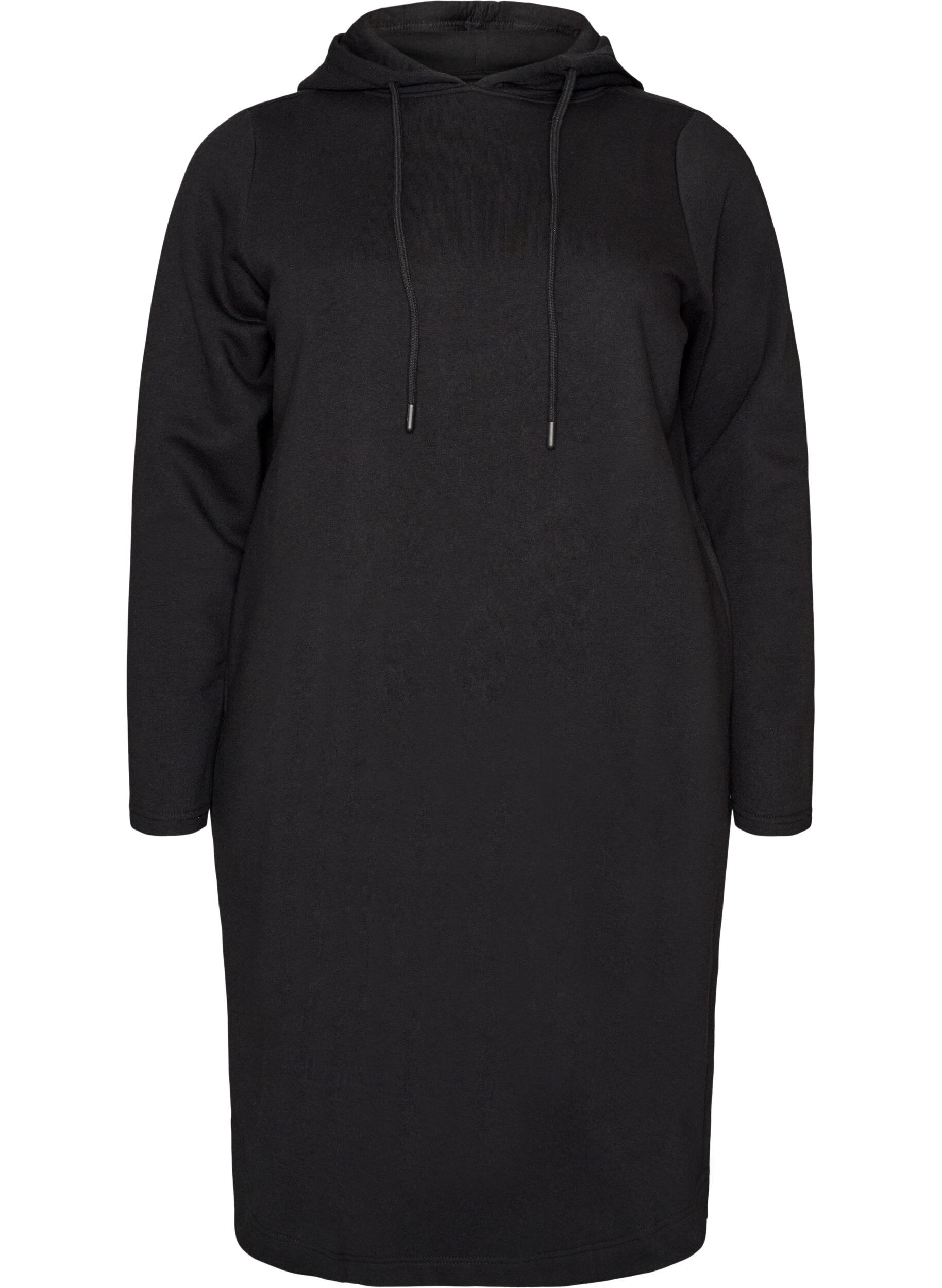 ZizzifashionHooded sweatshirt dress with pockets, Black, Packshot image number 0
