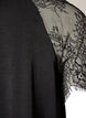Blouse with short lace sleeves and high neck, Black, Packshot image number 3