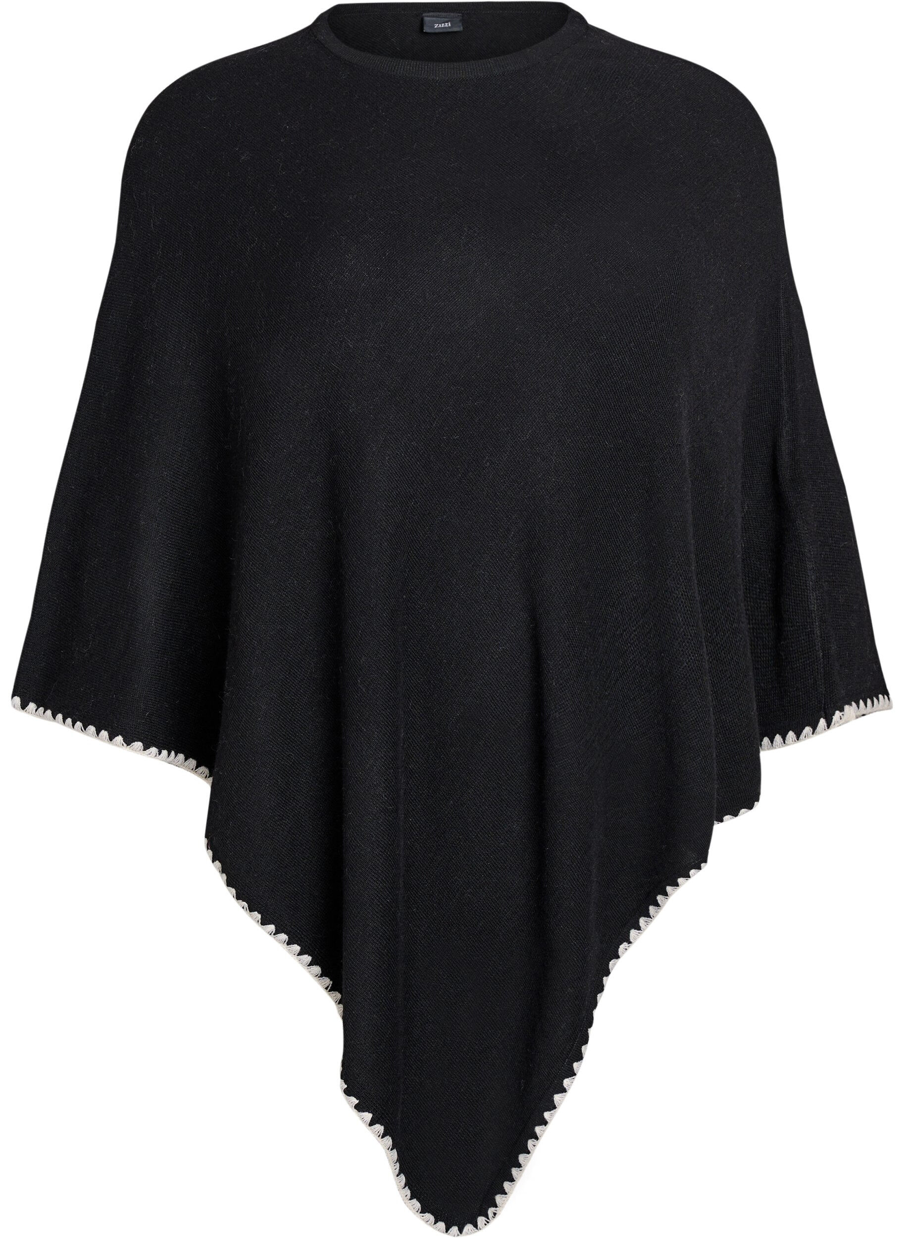 ZizzifashionFine-knit poncho, Black, Packshot image number 0