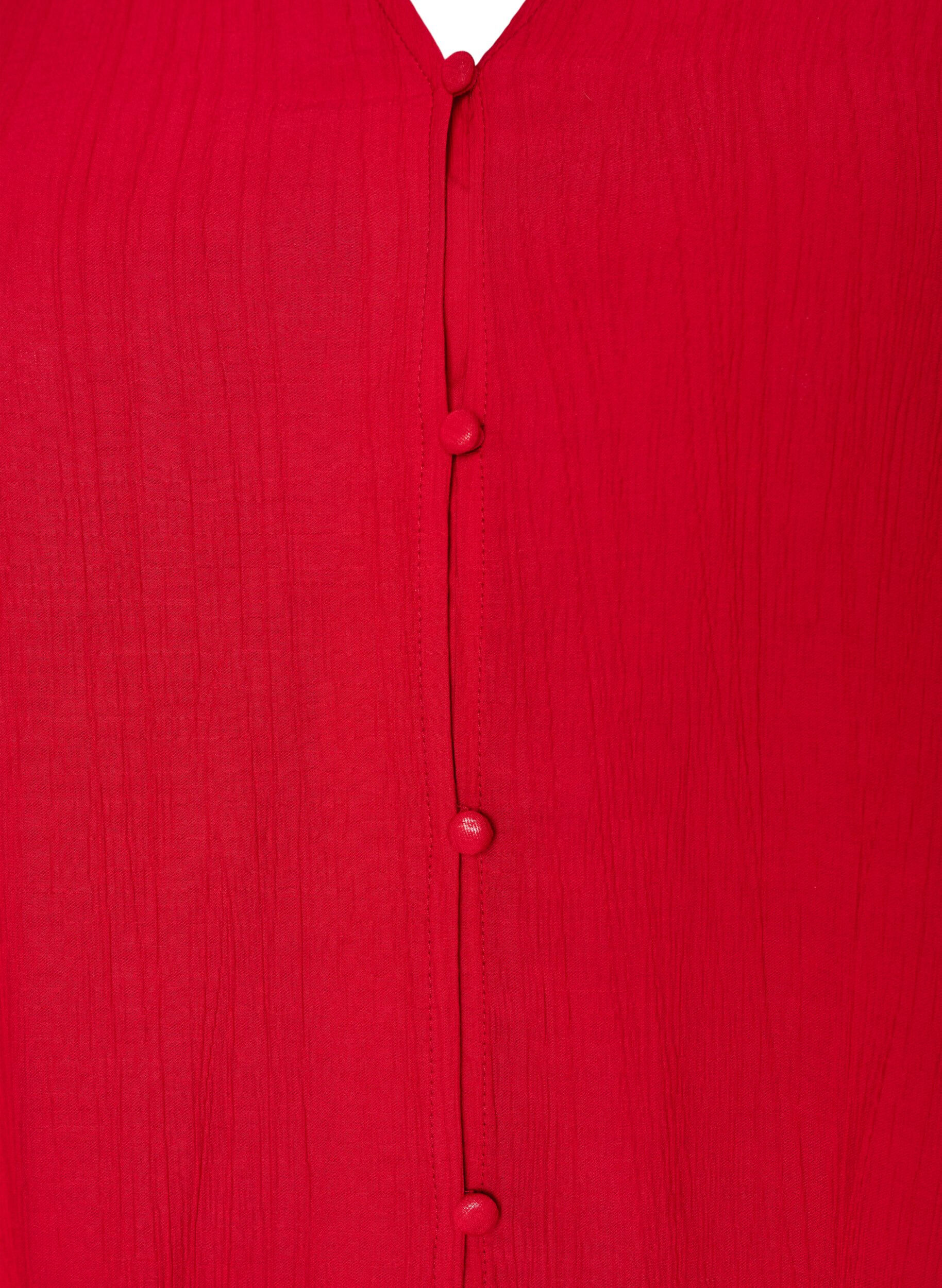 ZizzifashionLoose tunic with crinkled texture and ruffle hem, Red, Packshot image number 2
