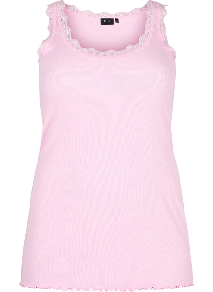Top with lace trim, Pink, Packshot image number 0