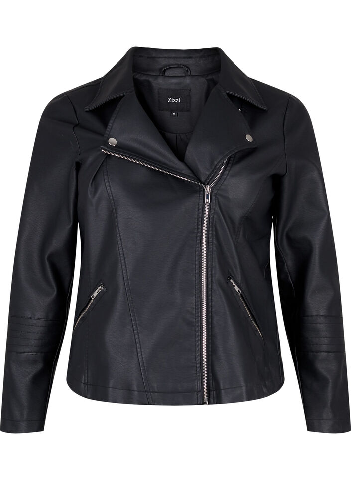 Biker jacket in faux leather, Black, Packshot image number 0