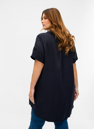 Short-sleeved tunic with collar, Black, Model image number 1