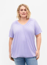 Melange t-shirt with elasticated edge, Lavender Mél, Model
