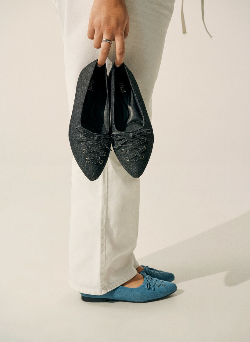 Ballerina with lace-up detail, Black, Image image number 0