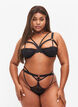 Thong with string details and lace, Black, Model image number 0