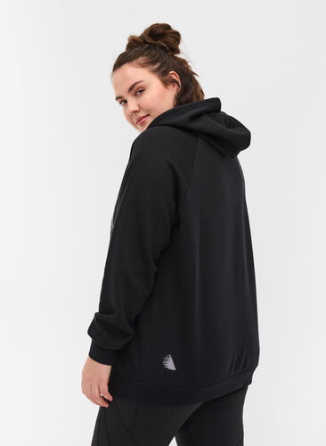 Hooded sweatshirt with print details, Black, Model image number 1