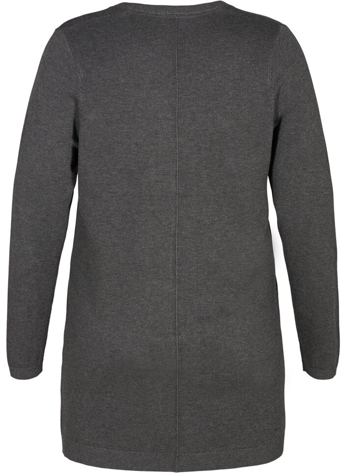 Long knitted cardigan in a viscose blend, Dark Grey, Packshot image number 1