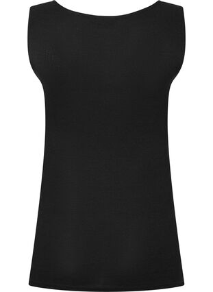 Ribbed night top with lace, Black, Packshot image number 1