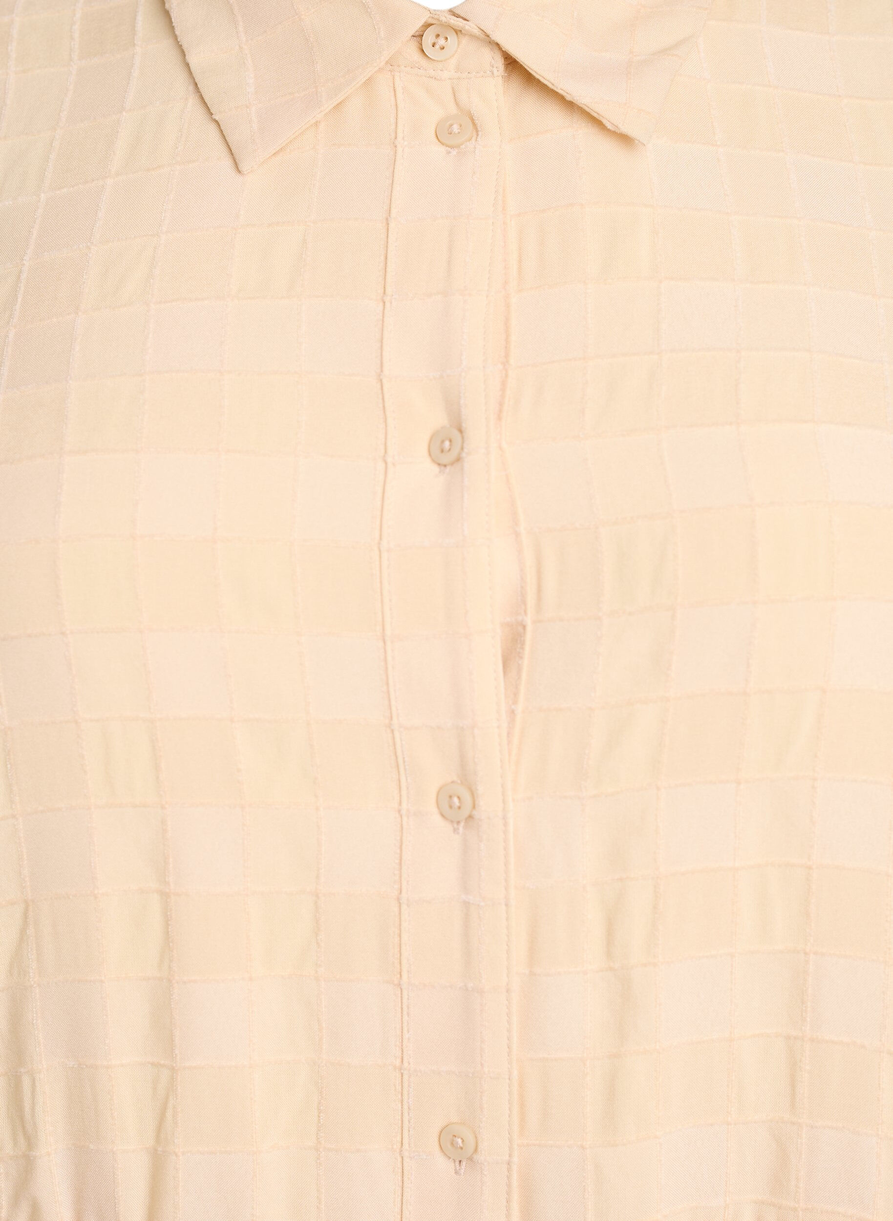 Zizzifashion Short shirt dress with a checked texture and 1/2 sleeves, Yellow, Packshot image number 2