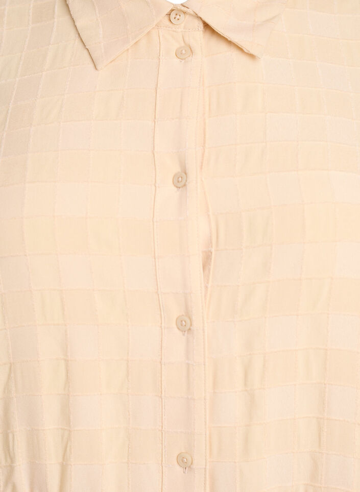 Short shirt dress with a checked texture and 1/2 sleeves, Yellow, Packshot image number 2