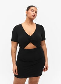 Short dress with cut-out part, Black, Model