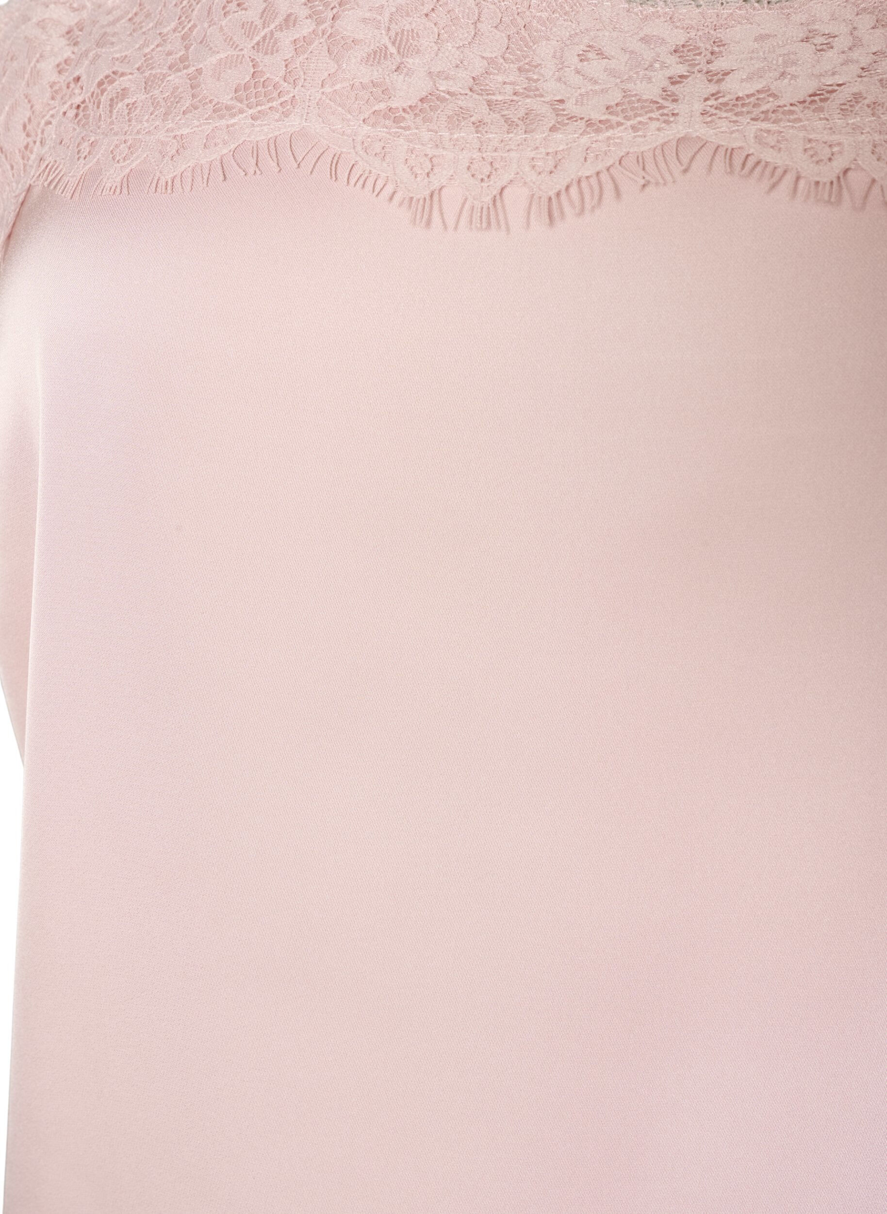 ZizzifashionLong satin top with lace edges, Red, Packshot image number 2