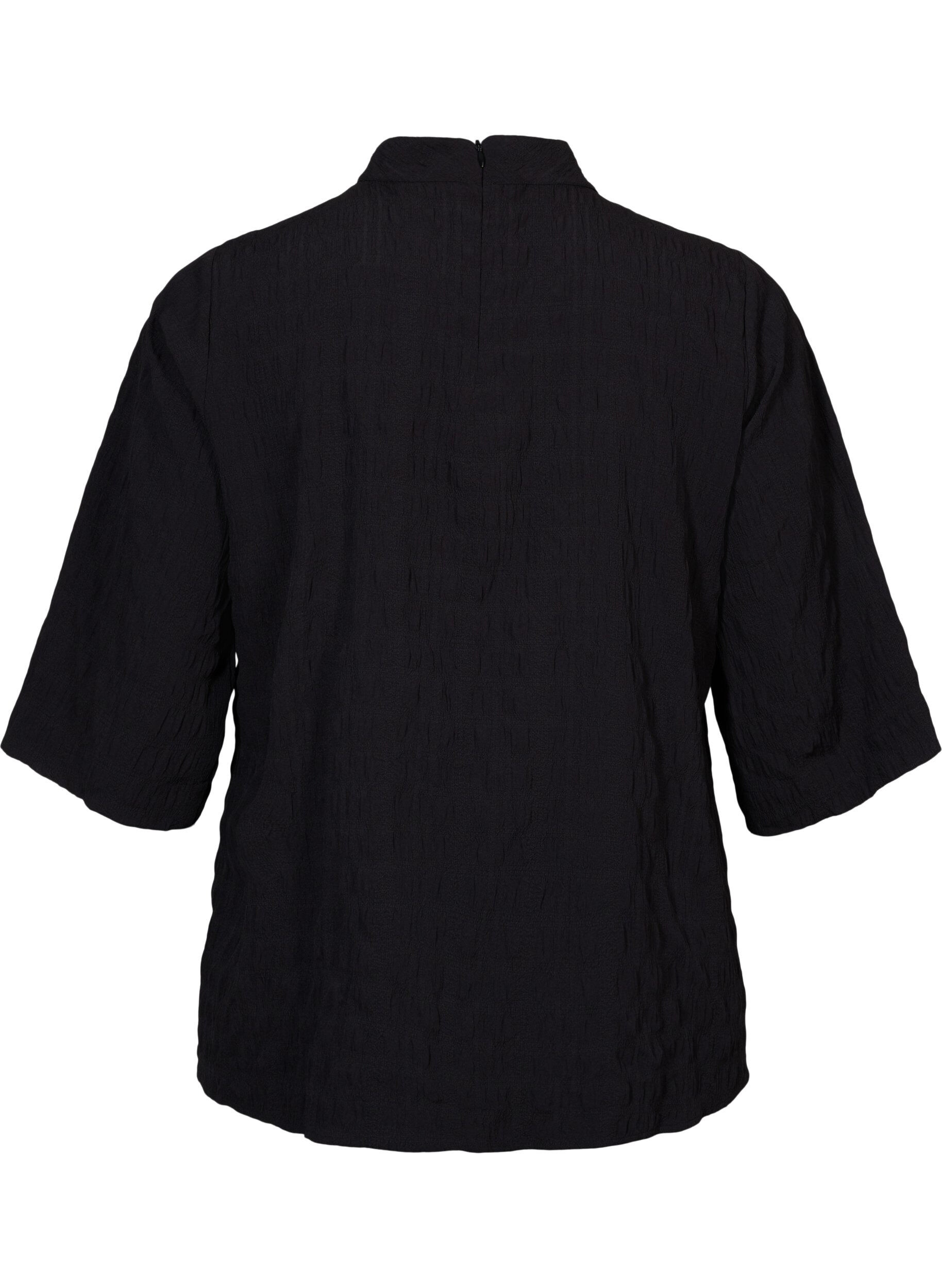 Zizzifashion Top with high neckline and 3/4 sleeves, Black, Packshot image number 1