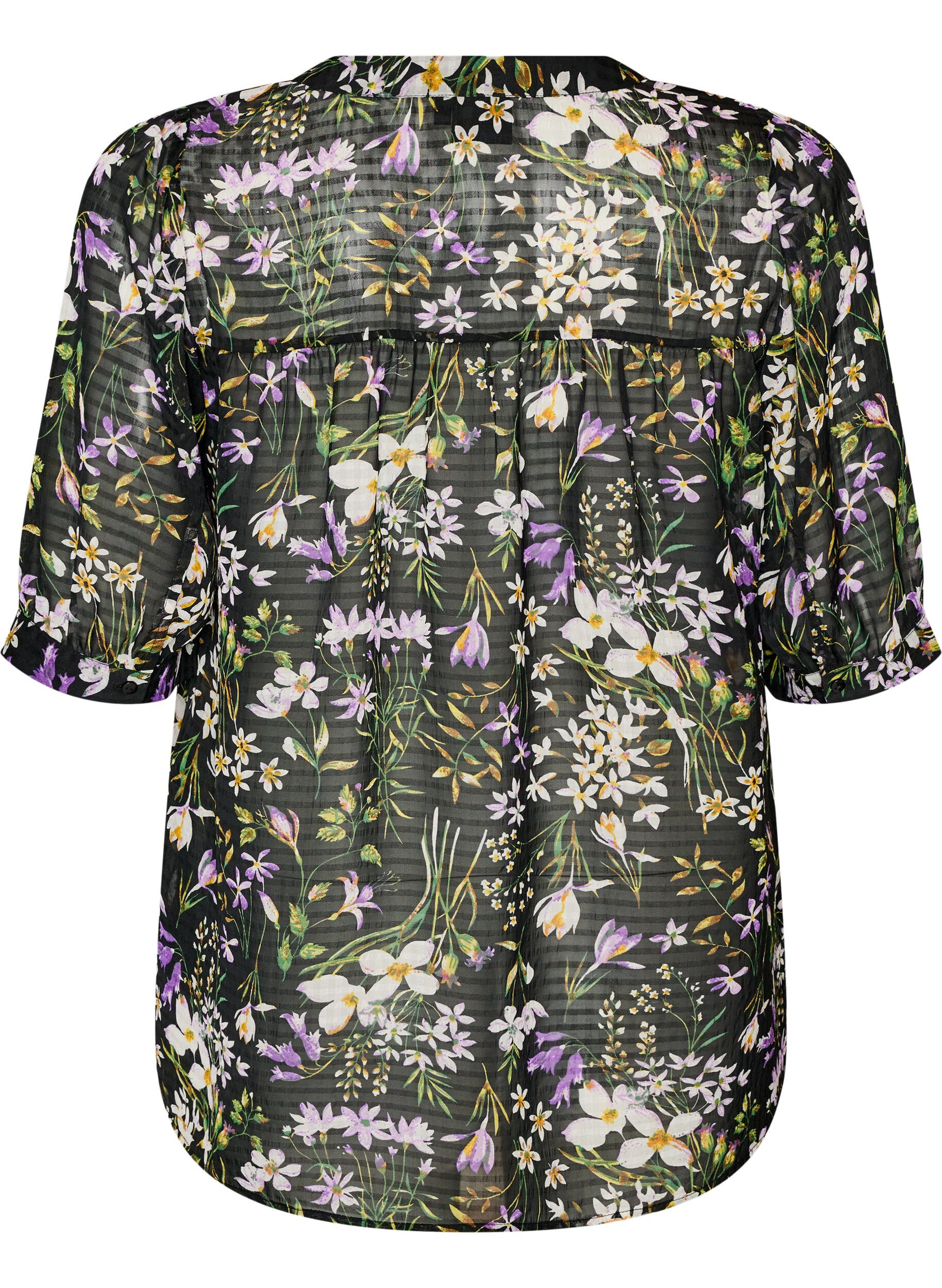 ZizzifashionBlouse with floral print and V-neck, Black, Packshot image number 1