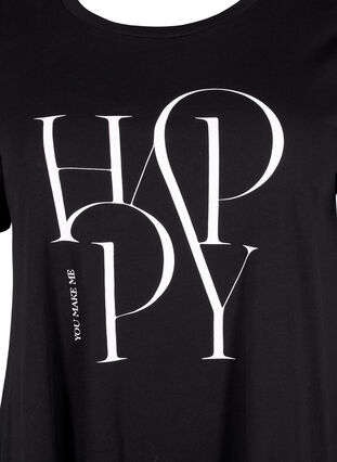 T-shirt in cotton with text print, Black HAPPY, Packshot image number 2