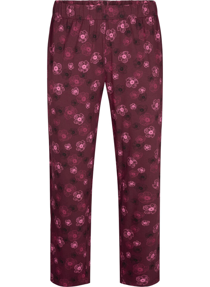 Cotton pyjamas pants with print, Dark Bordeaux, Packshot image number 0