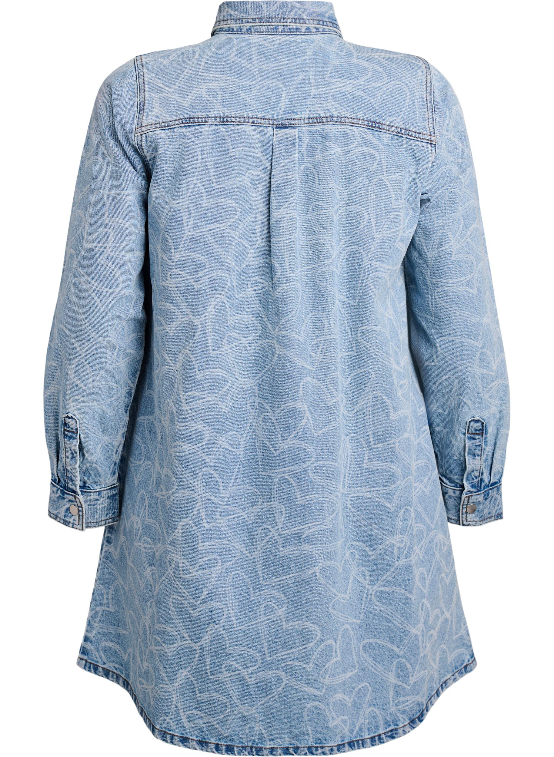 Zizzifashion Denim dress with heart pattern, Light Blue, Packshot image number 1
