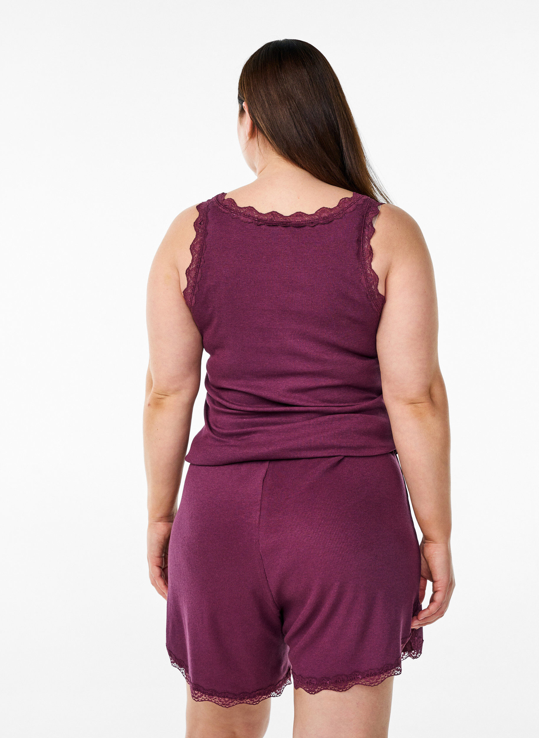 ZizzifashionTop with lace trim, Dark Bordeaux, Model image number 2