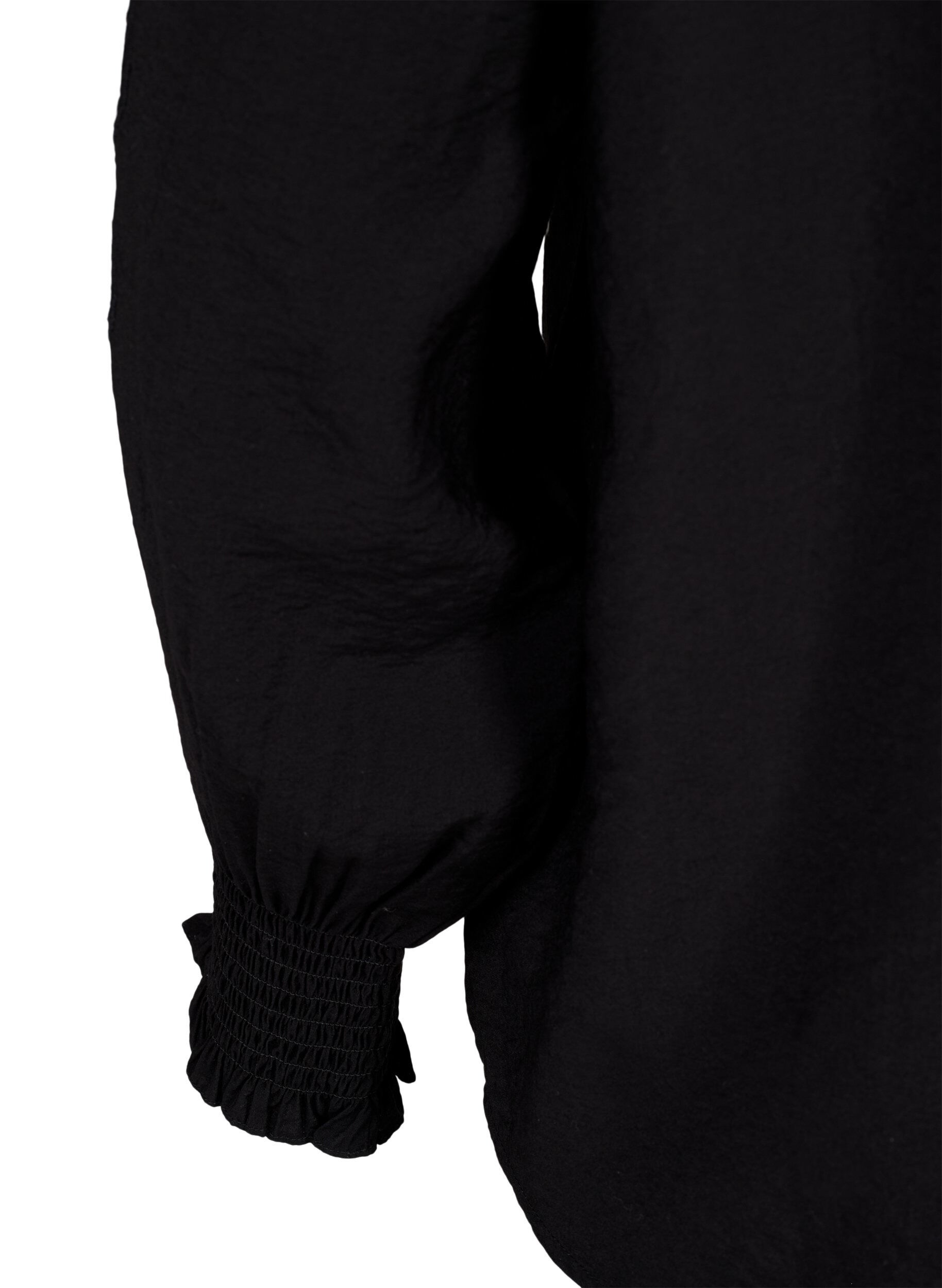 Zizzifashion Blouse with ruffles and broderie anglaise, Black, Packshot image number 3