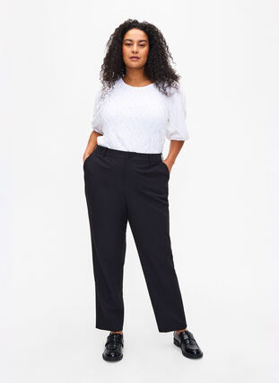 Straight leg trousers with pockets, Black, Model image number 0