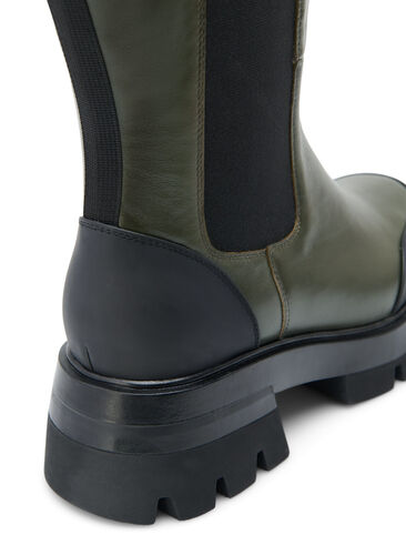 Wide fit leather boot with long shaft and elastic, Deep Depths, Packshot image number 2