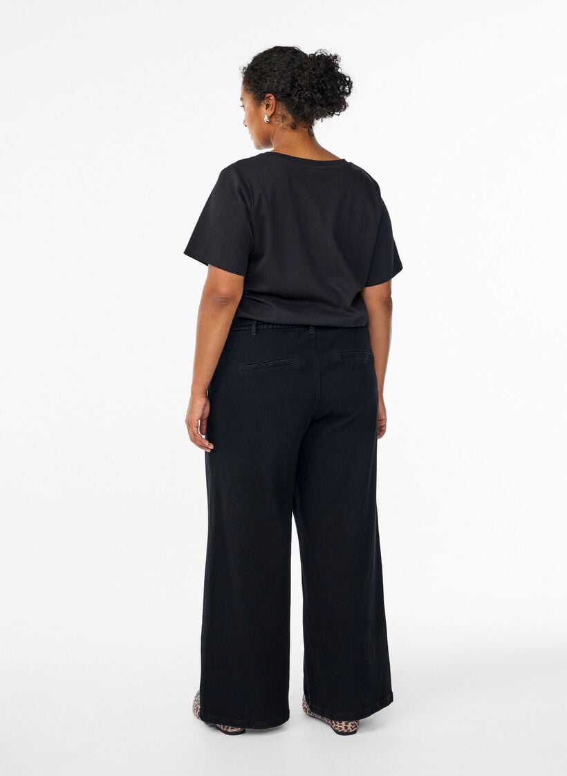 Loose-fit jeans with an elasticated waistband and a drawstring, Black, Model